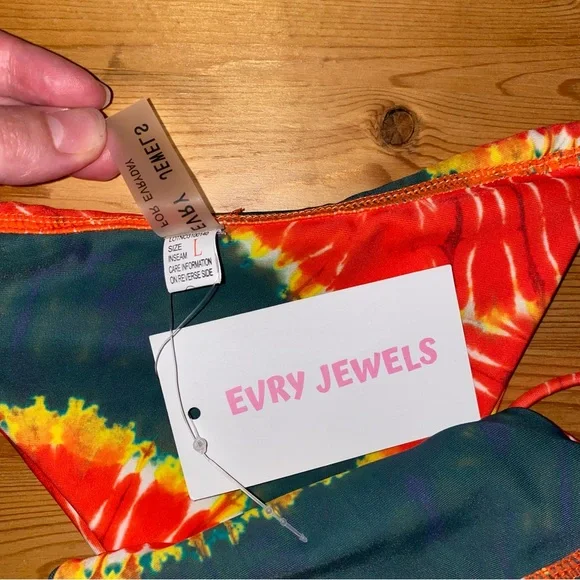 Evry Jewels Green and Orange Tie-Dye Bikini Set - Picture 5 of 8